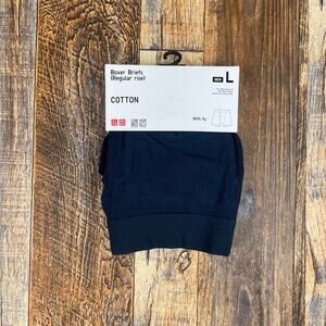 Uniqlo Men's Large Navy Blue Cotton Spandex Nylon Regular Rise Boxer Briefs